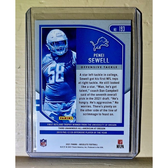 Penei Sewell 2021 Panini NFL Absolute Rookie Football #193 Card - Picture 2 of 2